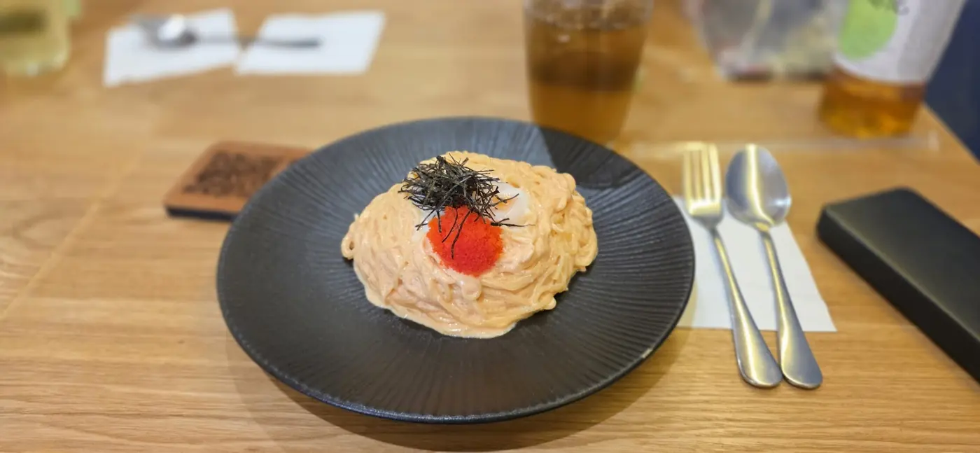 Mentaiko pasta on the table